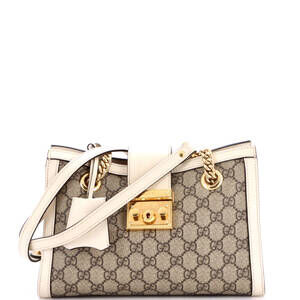 Gucci Small Padlock Chain Tote GG Coated Canvas with Leather